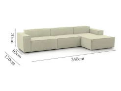 New Sofá fixo Raffaella, sofá modular de 4 lugares com península direita, 100% Fabricado na Itália, Sofá de tecido moderno, 340x170h70 cm, Sofá