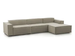 Sofá fixo Raffaella, sofá modular de 4 lugares com península direita, 100% Fabricado na Itália, Sofá de tecido moderno, 340x170h70 cm, Taupe^Talamo Italia Online