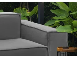 Sofá fixo Simona, sofá modular linear de 3 lugares, 100% Fabricado na Itália, Sofá moderno para sala em tecido, 260x95h70 cm, Cinza^Talamo Italia Discount
