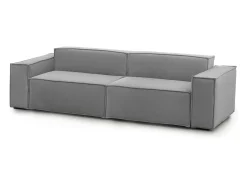 Sofá fixo Simona, sofá modular linear de 3 lugares, 100% Fabricado na Itália, Sofá moderno para sala em tecido, 260x95h70 cm, Cinza^Talamo Italia Discount