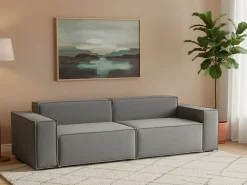 Sofá fixo Simona, sofá modular linear de 3 lugares, 100% Fabricado na Itália, Sofá moderno para sala em tecido, 260x95h70 cm, Cinza^Talamo Italia Discount
