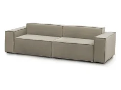 Outlet Sofá fixo Simona, sofá modular linear de 3 lugares, 100% Fabricado na Itália, Sofá moderno para sala em tecido, 260x95h70 cm, Taupe Sofá