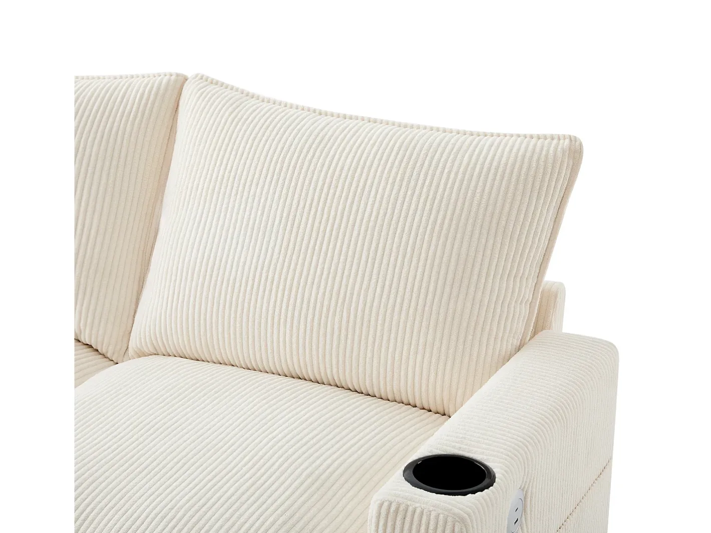 Hot Sofá moderno - 4 lugares - Apoio de pés removível - Portas USB - Compartimentos de armazenamento + Porta-copos - Sofá
