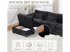 Sofá moderno de 3 lugares - 279 x 83 x 85 cm - com porta USB, bolso lateral e apoio para os pés com espaço de armazenamento - veludo -^Merax Best