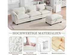 Sofá moderno de 3 lugares - 279 x 83 x 85 cm - com porta USB, bolso lateral e apoio para os pés com espaço de armazenamento - veludo -*Merax New