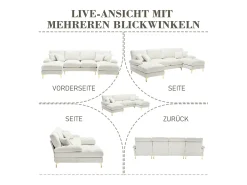 Sofá moderno em U - 272 x 136 x 88 cm - com 2 assentos reclináveis para sala de estar e quarto - Chenille -^Merax Outlet