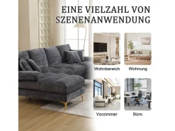 Sofá moderno em U - 272 x 136 x 88 cm - com 2 assentos reclináveis para sala de estar e quarto - Chenille - cinza^Merax Hot