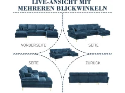 Sofá moderno em U - 272 x 136 x 88 cm - com 2 assentos reclináveis para sala de estar e quarto - Chenille -^Merax Hot