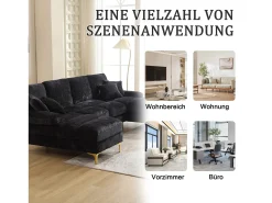 Sofá moderno em U - 272 x 136 x 88 cm - com 2 assentos reclináveis para sala de estar e quarto - Chenille -*Merax Hot