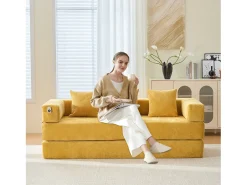 Sofá modular - 198 x 79 x 60 cm - conversível - com bolsos laterais - chenille -^Merax Online