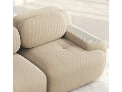 Sofá modular 3 lugares + 3 puff - veludo côtelê - com 3 almofadas - densidade assento 32kg/m³ - 298x178x70cm -*DripeX Outlet