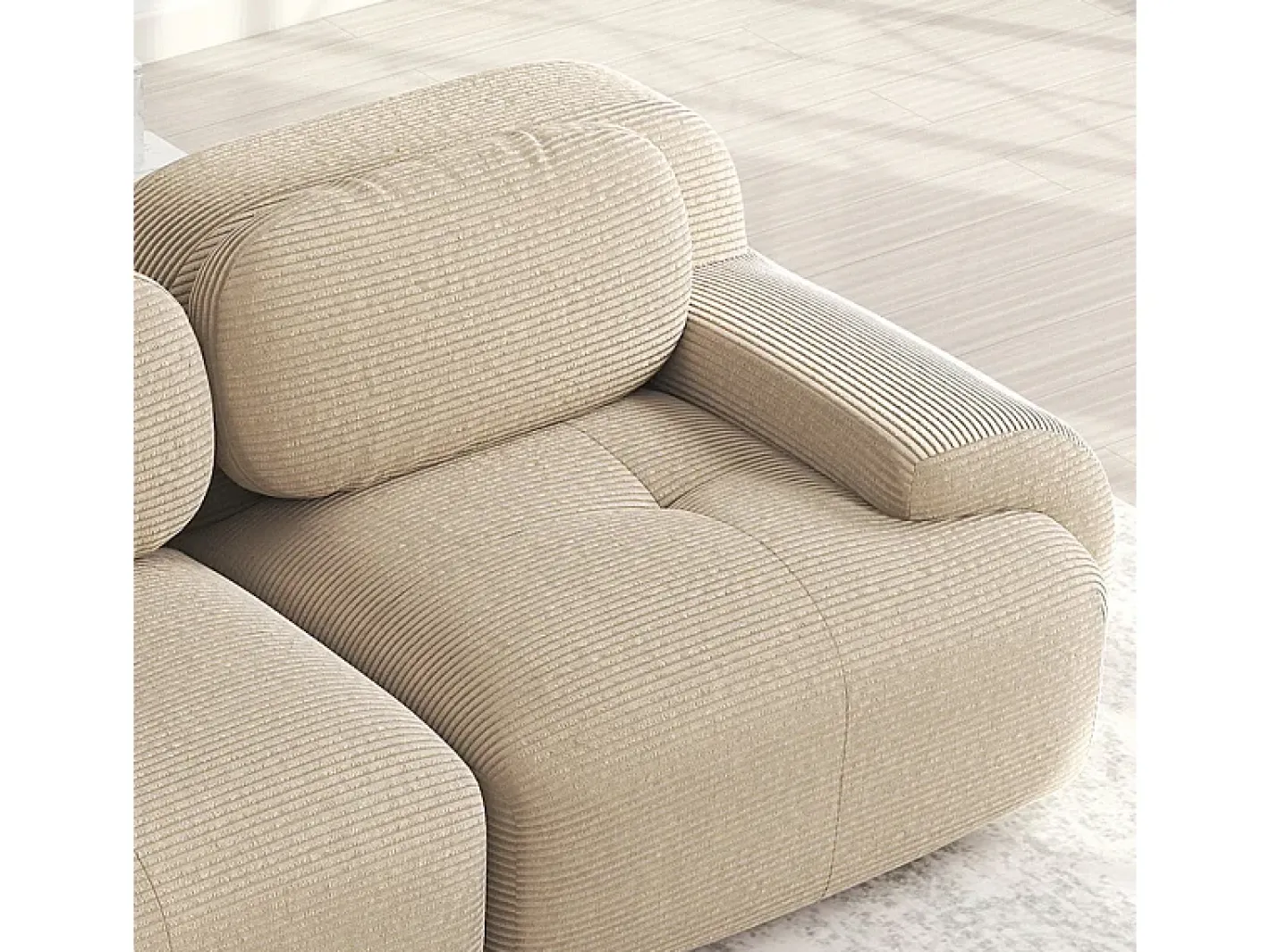 Sofá modular 3 lugares + 3 puff - veludo côtelê - com 3 almofadas - densidade assento 32kg/m³ - 298x178x70cm -*DripeX Outlet