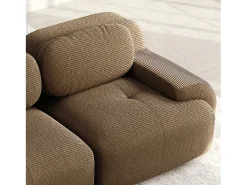 Sofá modular 3 lugares + 3 puffs - veludo cotelê - com 3 almofadas - densidade do assento 32kg/m³ - 298x178x70cm - Marrom*DripeX Sale