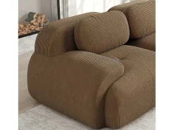 Sofá modular 3 lugares + 3 puffs - veludo cotelê - com 3 almofadas - densidade do assento 32kg/m³ - 298x178x70cm - Marrom*DripeX Sale