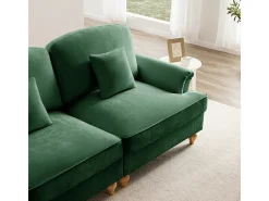 Sofá Modular 4 Lugares Chenille - Capa Removível e 4 Almofadas - 350x83.5x93cm - Sofá