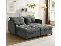 Sofá Modular 4 Lugares em Chenille - com 8 Almofadas e 4 Armazenamentos - Carga Máx. 500kg - 274x76x87cm - Cinza*DripeX Clearance