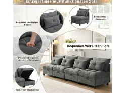Sofá Modular 4 Lugares em Chenille - com 8 Almofadas e 4 Armazenamentos - Carga Máx. 500kg - 274x76x87cm - Cinza*DripeX Clearance