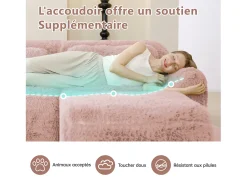 Sofá Modular 2 lugares em tecido peluche, com 2 almofadas, assento extra profundo 75cm, 204x104x73cm,^DripeX Online