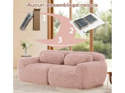 Sofá Modular 2 lugares em tecido peluche, com 2 almofadas, assento extra profundo 75cm, 204x104x73cm,^DripeX Online