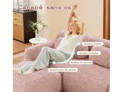 Sofá Modular 3 lugares em tecido peluche, com 3 almofadas, sem estrutura, 291x104x73cm,*DripeX Clearance