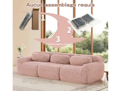 Sofá Modular 3 lugares em tecido peluche, com 3 almofadas, sem estrutura, 291x104x73cm,*DripeX Clearance