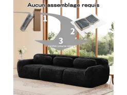 Sofá Modular 3 lugares em tecido peluche, com 3 almofadas, sem estrutura, 291x104x73cm,*DripeX Outlet