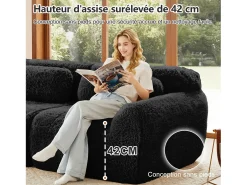 Sofá Modular 3 lugares em tecido peluche, com 3 almofadas, sem estrutura, 291x104x73cm,*DripeX Outlet