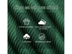 Sofá Modular 2 lugares em Veludo cotelê, com puff e 2 almofadas, 204x177x69cm,*DripeX Discount
