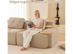 Sofá Modular 2 lugares em Veludo cotelê com 2 almofadas, sem montagem, 204x104x69cm,*DripeX Sale