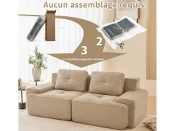 Sofá Modular 2 lugares em Veludo cotelê com 2 almofadas, sem montagem, 204x104x69cm,*DripeX Sale