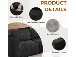 Sofá Modular 2 lugares em Veludo Cotelê, com 2 almofadas, 202x101x82cm,*DripeX Online