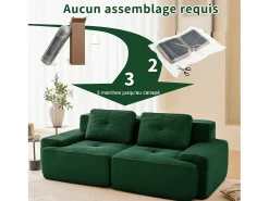 Sofá Modular 2 lugares em Veludo cotelê com 2 almofadas, sem montagem, 204x104x69cm,^DripeX