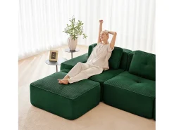 Sofá Modular 2 lugares em Veludo cotelê com 2 almofadas, sem montagem, 204x104x69cm,^DripeX