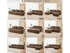 Sofá Modular 2 lugares em Veludo cotelê com 2 almofadas, sem montagem, 204x104x69cm, Marrom*DripeX Discount