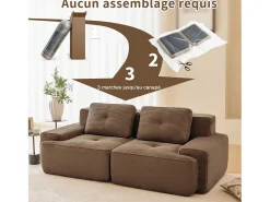 Sofá Modular 2 lugares em Veludo cotelê com 2 almofadas, sem montagem, 204x104x69cm, Marrom*DripeX Discount