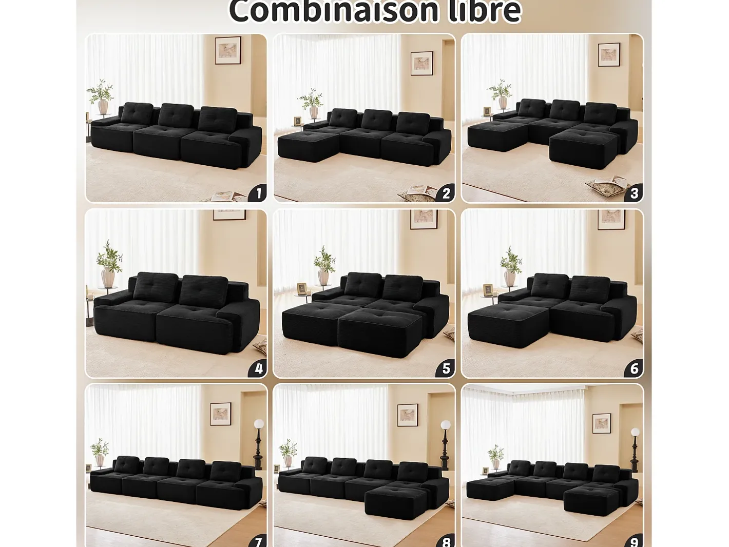 Sofá Modular 2 lugares em Veludo cotelê com 2 almofadas, sem montagem, 204x104x69cm,^DripeX Hot