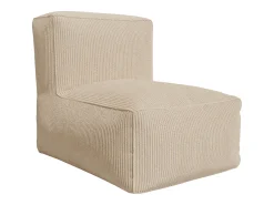 Vente-unique Sofá*Sofá modular com poltrona e pufe em veludo canleado NOUMARA Bege