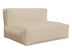 Vente-unique Sofá*Sofá modular com poltrona e pufe em veludo canleado NOUMARA Bege