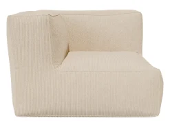 Vente-unique Sofá*Sofá modular com poltrona e pufe em veludo canleado NOUMARA Bege