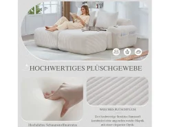 Sofá modular de 2 lugares - 200 x 174 x 80 cm - com 2 pufes + porta-copos + compartimento de arrumação - veludo -*Merax Clearance