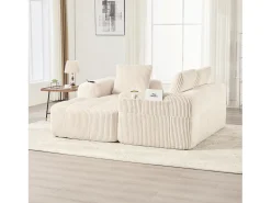 Sofá modular de 4 lugares - 253 x 158 x 61 cm - com bolso lateral + porta-copos + 3 almofadas - veludo - Sofá