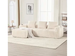 Sofá modular de 4 lugares - 253 x 158 x 61 cm - com bolso lateral + porta-copos + 3 almofadas - veludo - Sofá