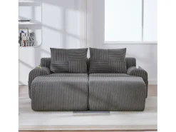Sofá modular de 2 lugares - 200 x 174 x 80 cm - com 2 pufes + porta-copos + compartimento de arrumação - veludo - cinza escuro Sofá