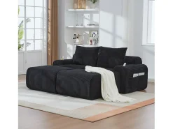 Sofá modular de 2 lugares - 200 x 174 x 80 cm - com 2 pufes + porta-copos + compartimento de arrumação - veludo -^Merax Hot
