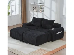 Sofá modular de 2 lugares - 200 x 174 x 80 cm - com 2 pufes + porta-copos + compartimento de arrumação - veludo -^Merax Hot
