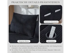 Sofá modular de 2 lugares - 200 x 174 x 80 cm - com 2 pufes + porta-copos + compartimento de arrumação - veludo -^Merax Hot