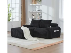Sofá modular de 2 lugares - 200 x 174 x 80 cm - com 1 pufe + porta-copos + bolso de arrumação - veludo -^Merax Hot