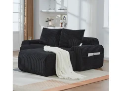 Sofá modular de 2 lugares - 200 x 174 x 80 cm - com 1 pufe + porta-copos + bolso de arrumação - veludo -^Merax Hot