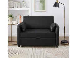 Online Sofá multifuncional 122x83x82 cm - com função de cama - sofá-cama duplo retrátil - encosto ajustável em 3 níveis - material PU impermeável - Sofá