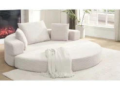 Hot Sofá redondo dobrável 173x176x40cm - con almofada - tecido de veludo canelado - cinza Sofá